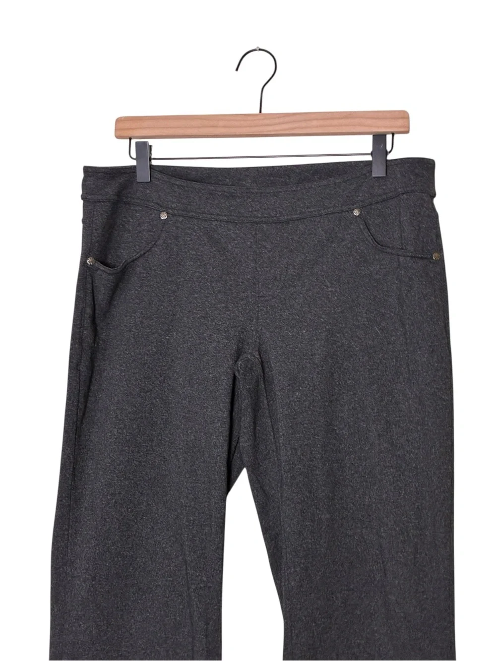 Athleta | Gray 2000’s Mid Rise flare stretch leggings yoga pants size LP